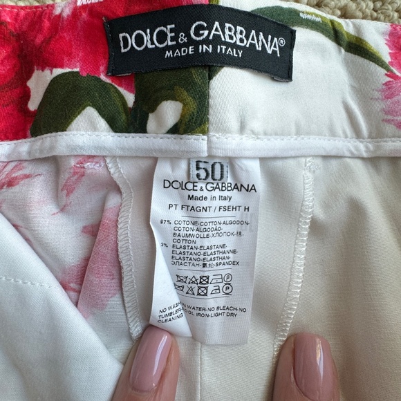 NEW WITH TAGS Dolce & Gabbana Carnation-print cropped trousers EU50 OR US 14 - Picture 6 of 7